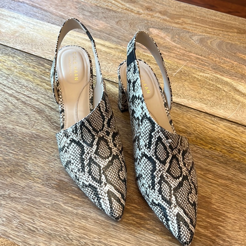 Cole Haan grand’ series zebra heeled pumps